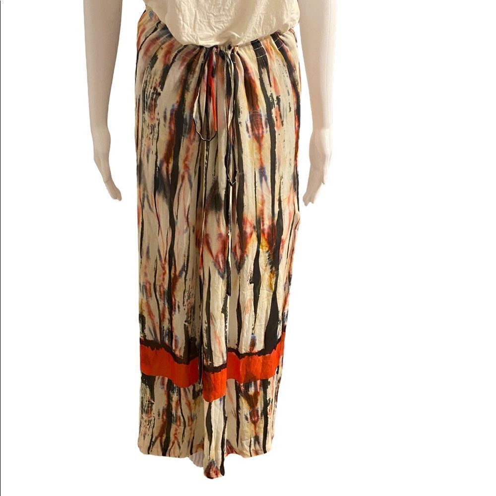 Nicole Miller Artelier Tie Waist Crinkled Print Skirt Womens Medium Multicolor A